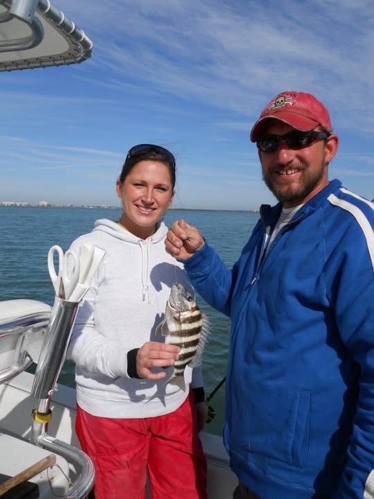 Captain Erich Jaeger and Abby Jaeger fishing in 2010