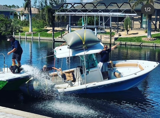 Maverick Marine Services raised a dockside sinker using liftbags and pumps after Hurricane Ian